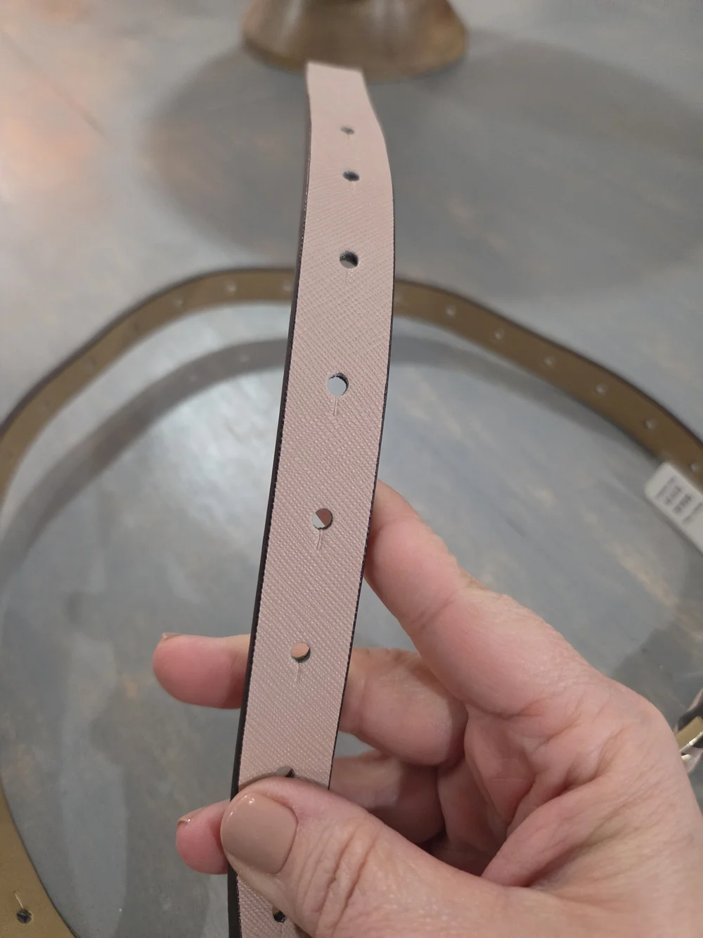 Michael Kors Pale Pink Leather Belt with Gold Buckle